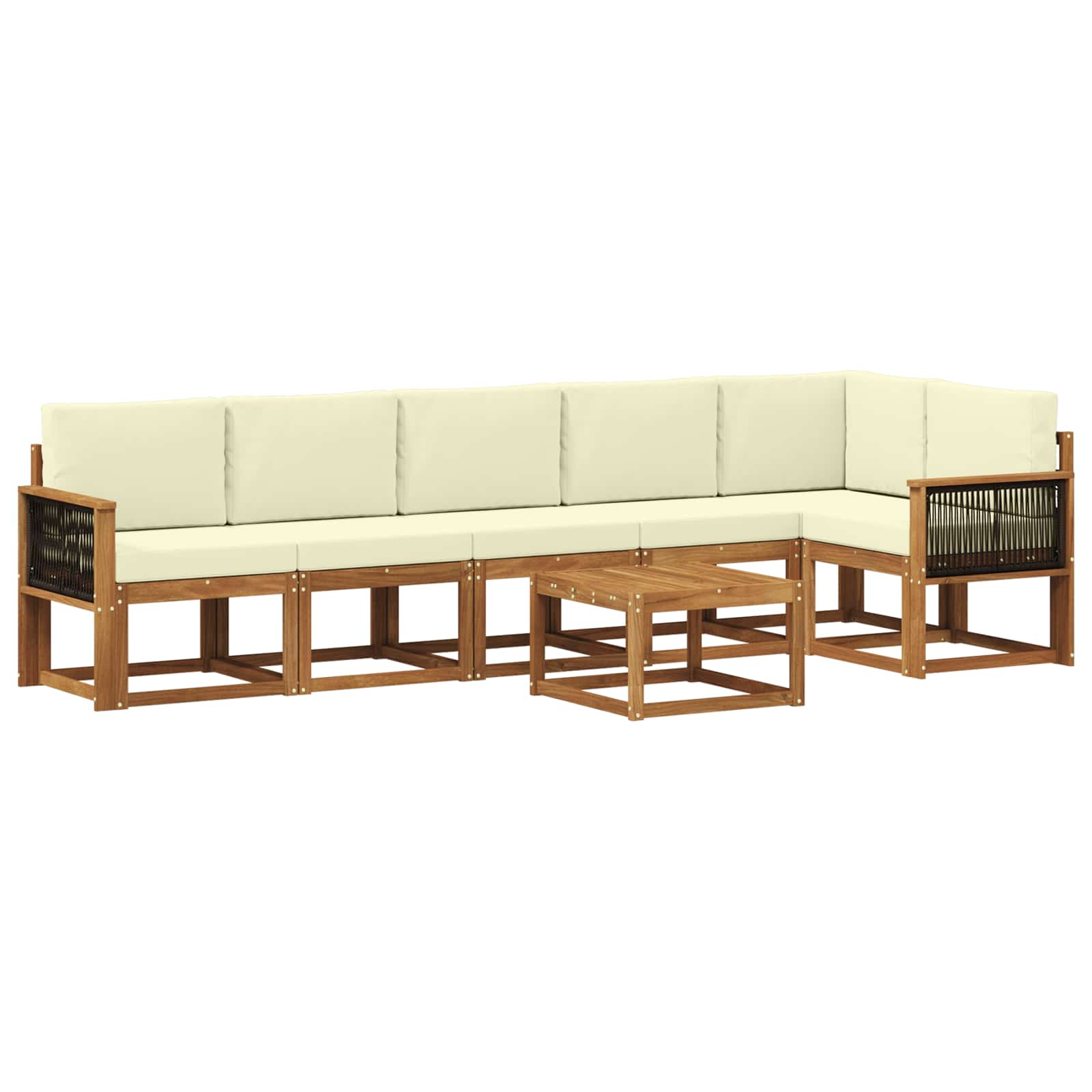 Set vanjskih sofa s jastukom 7 pcs Prirodna i krem Poliester