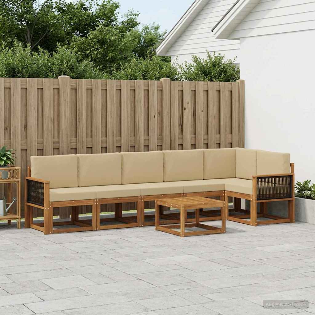 Set vanjskih sofa s jastukom 7 pcs Prirodna i bež Poliester