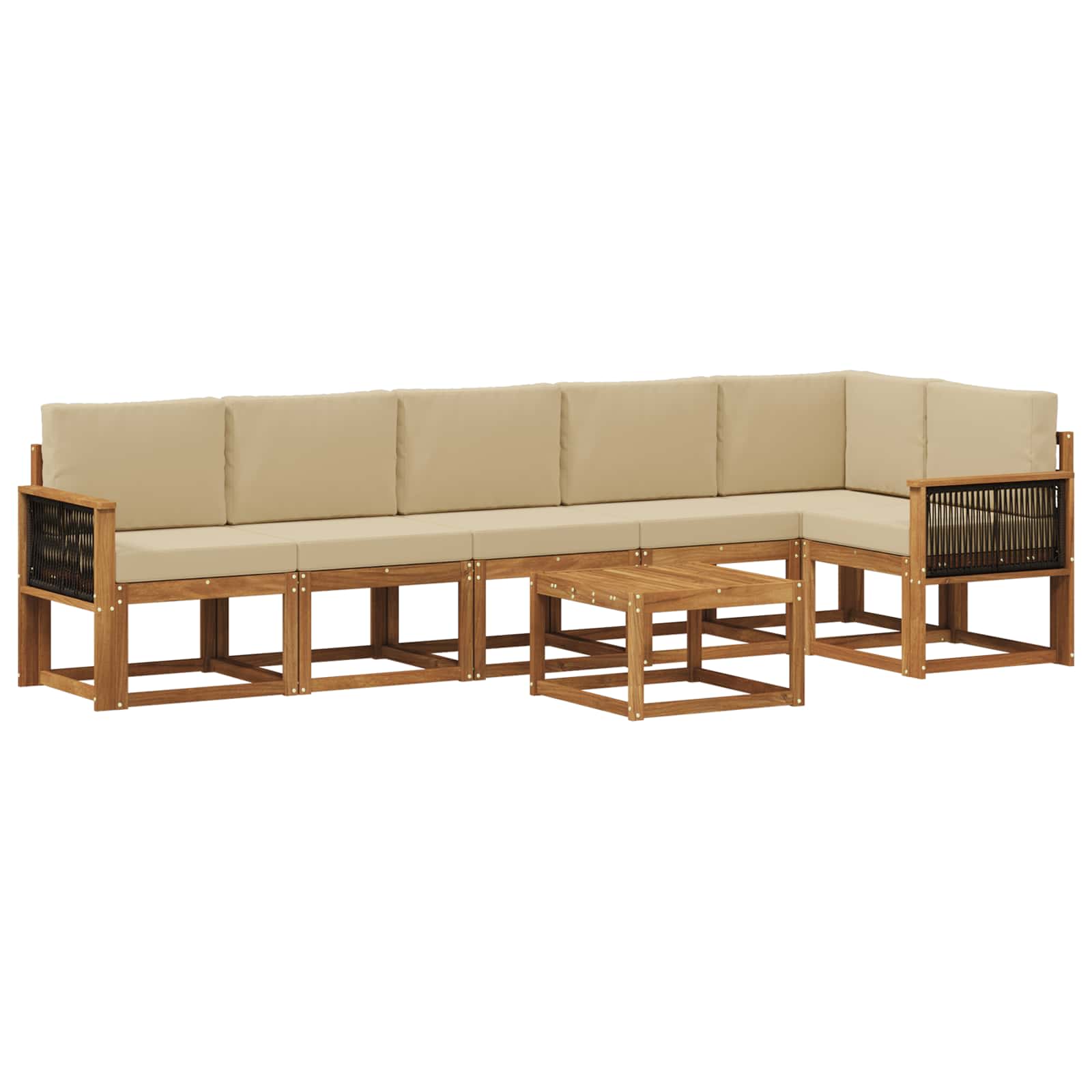 Set vanjskih sofa s jastukom 7 pcs Prirodna i bež Poliester