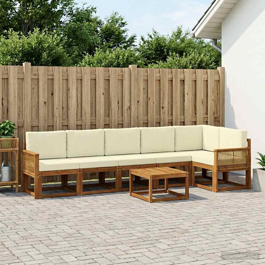 Set vanjskih sofa s jastukom 7 pcs Prirodna i krem Poliester