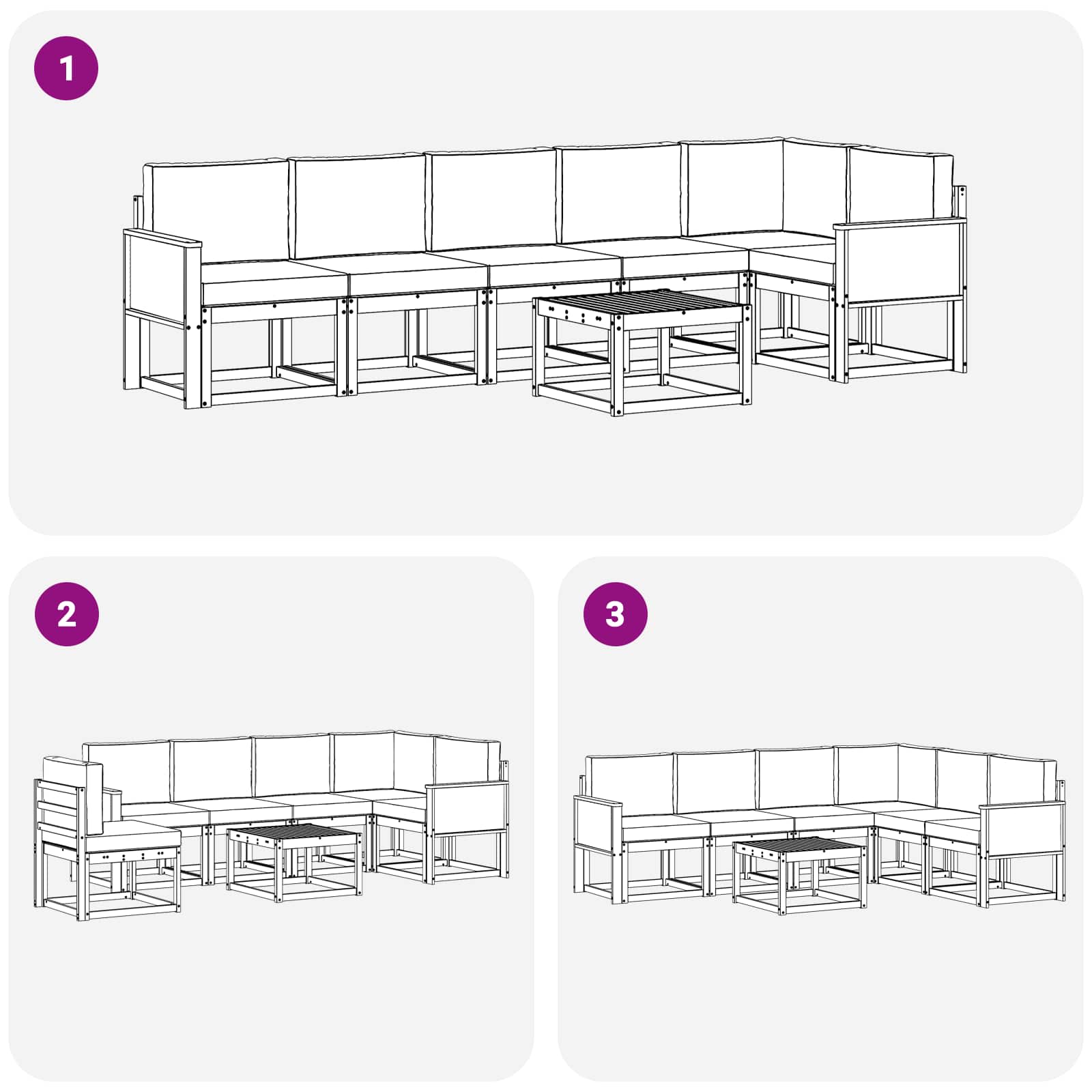 Set vanjskih sofa 7 pcs Prirodna i antracit Poliester