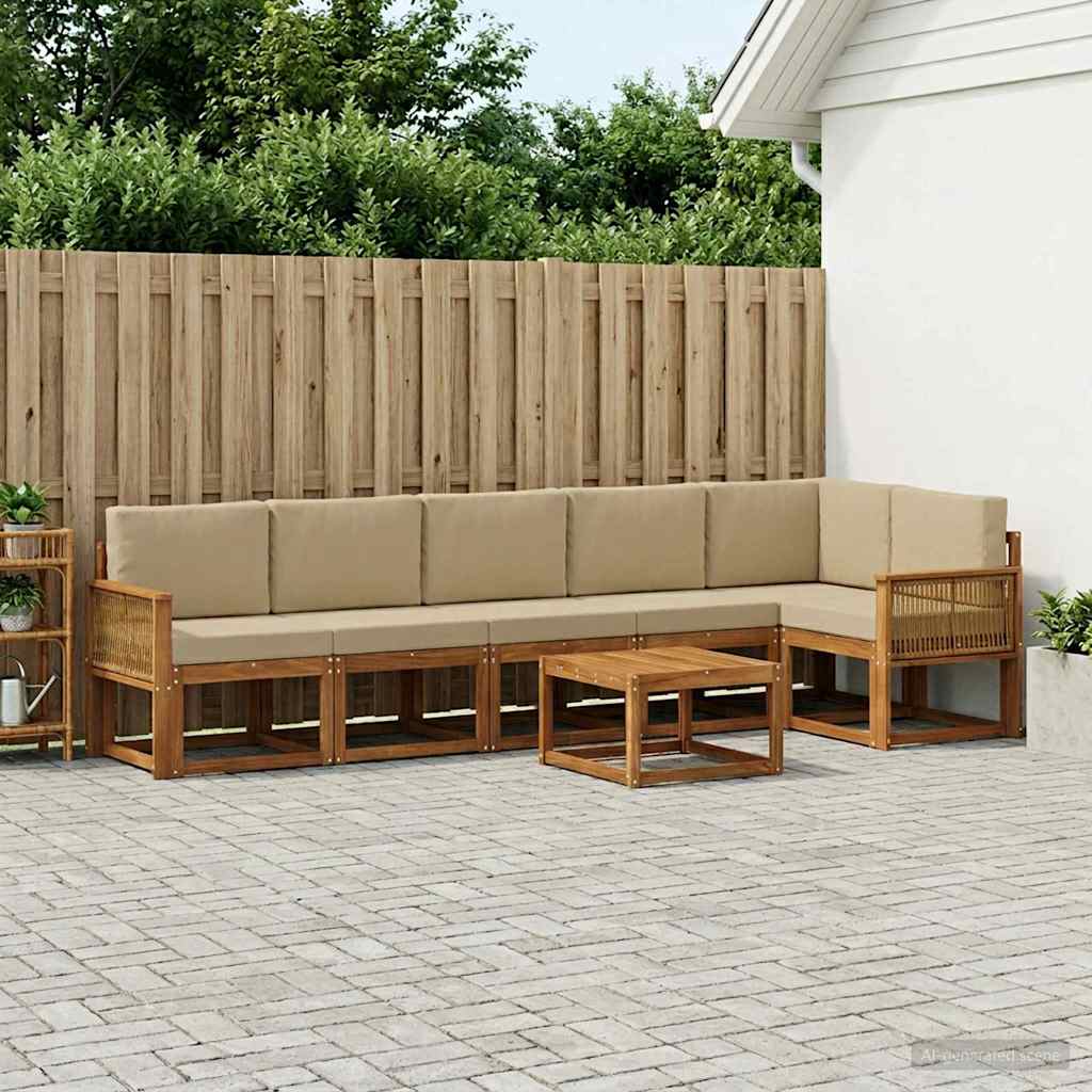 Set vanjskih sofa s jastukom 7 pcs Prirodna i bež Poliester