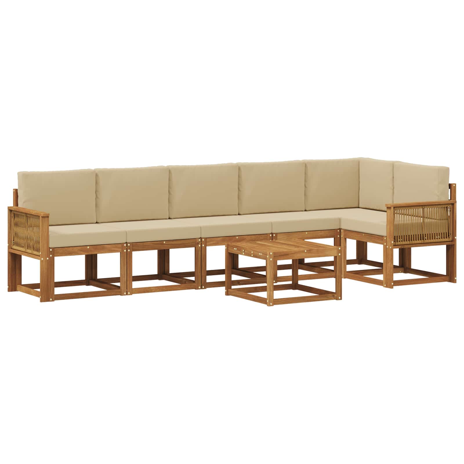 Set vanjskih sofa s jastukom 7 pcs Prirodna i bež Poliester