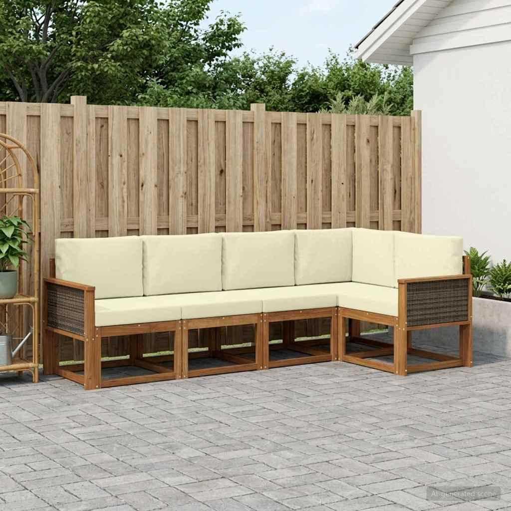 Set vanjskih sofa s jastukom 7 pcs Prirodna i krem Poliester
