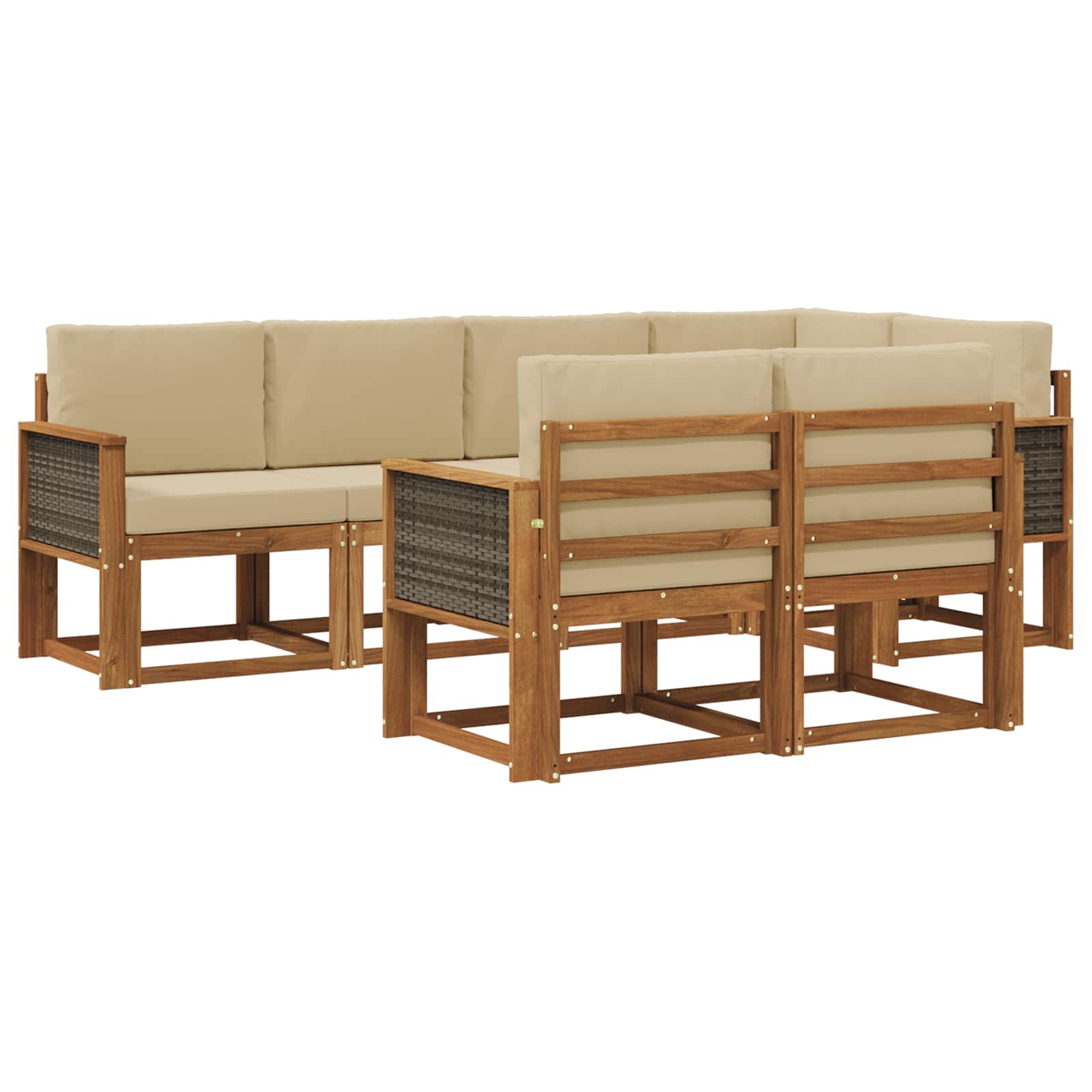 Set vanjskih sofa s jastukom 7 pcs Prirodna i bež Poliester