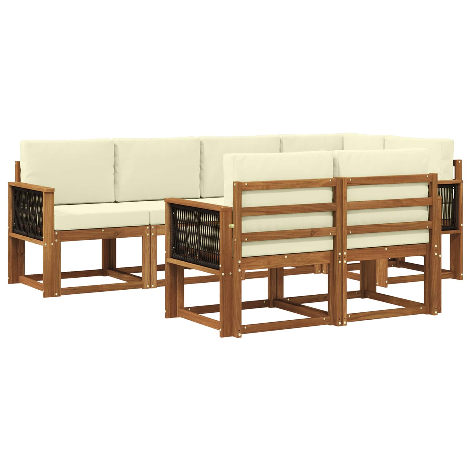 Set vanjskih sofa s jastukom 7 pcs Prirodna i krem Poliester