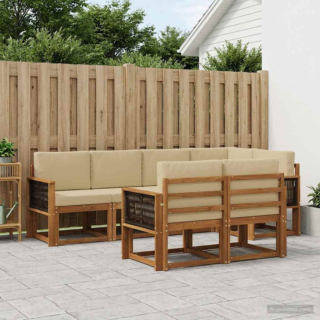 Set vanjskih sofa s jastukom 7 pcs Prirodna i bež Poliester