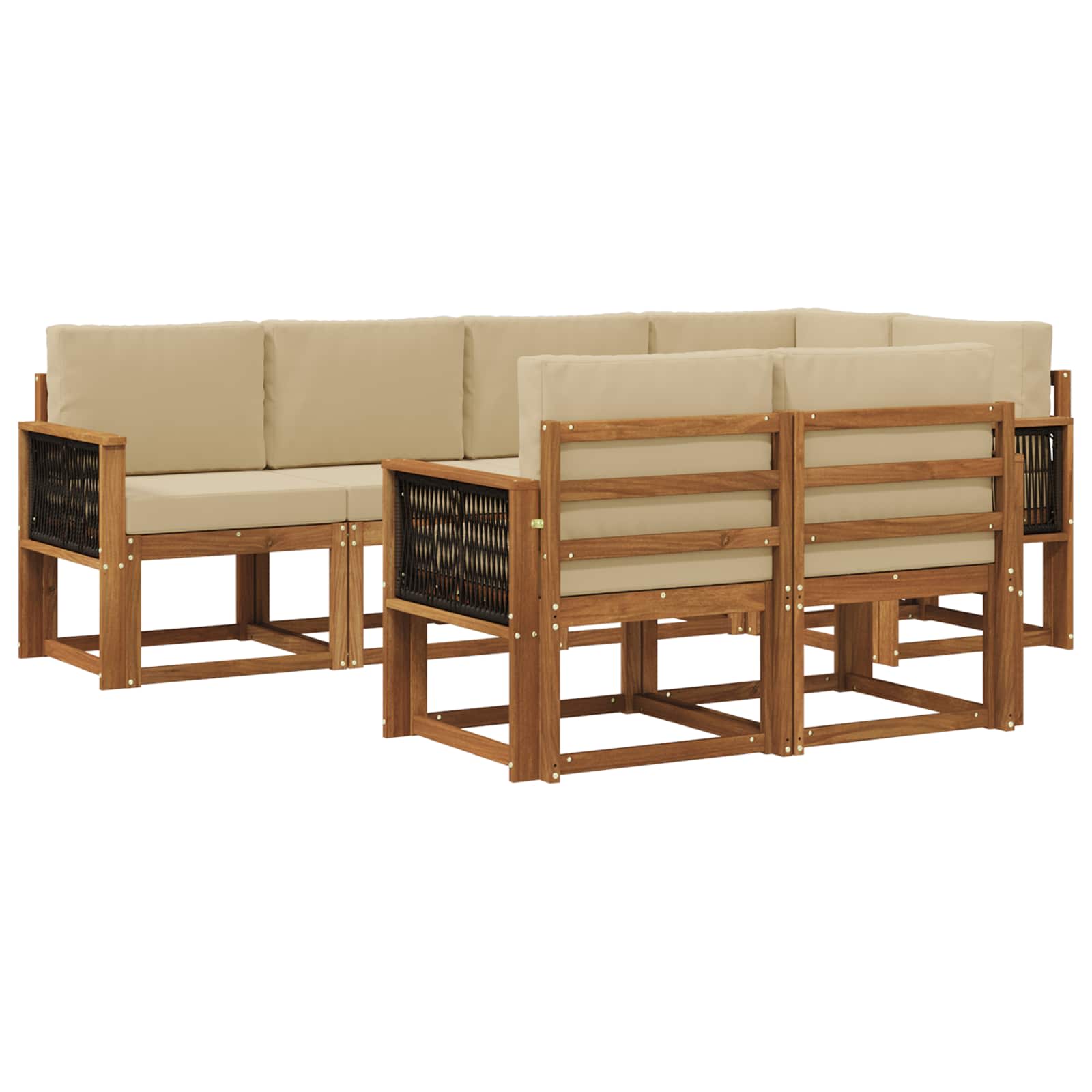 Set vanjskih sofa s jastukom 7 pcs Prirodna i bež Poliester
