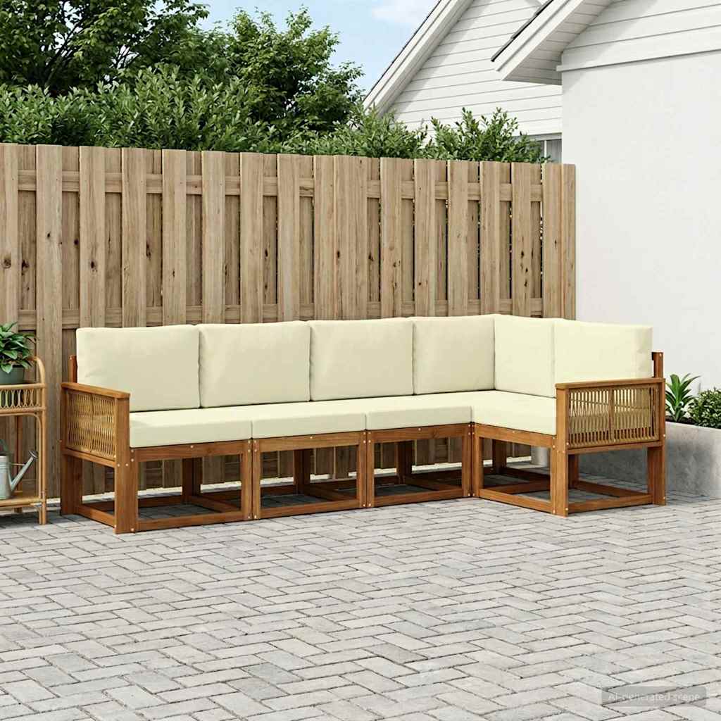 Set vanjskih sofa s jastukom 7 pcs Prirodna i krem Poliester
