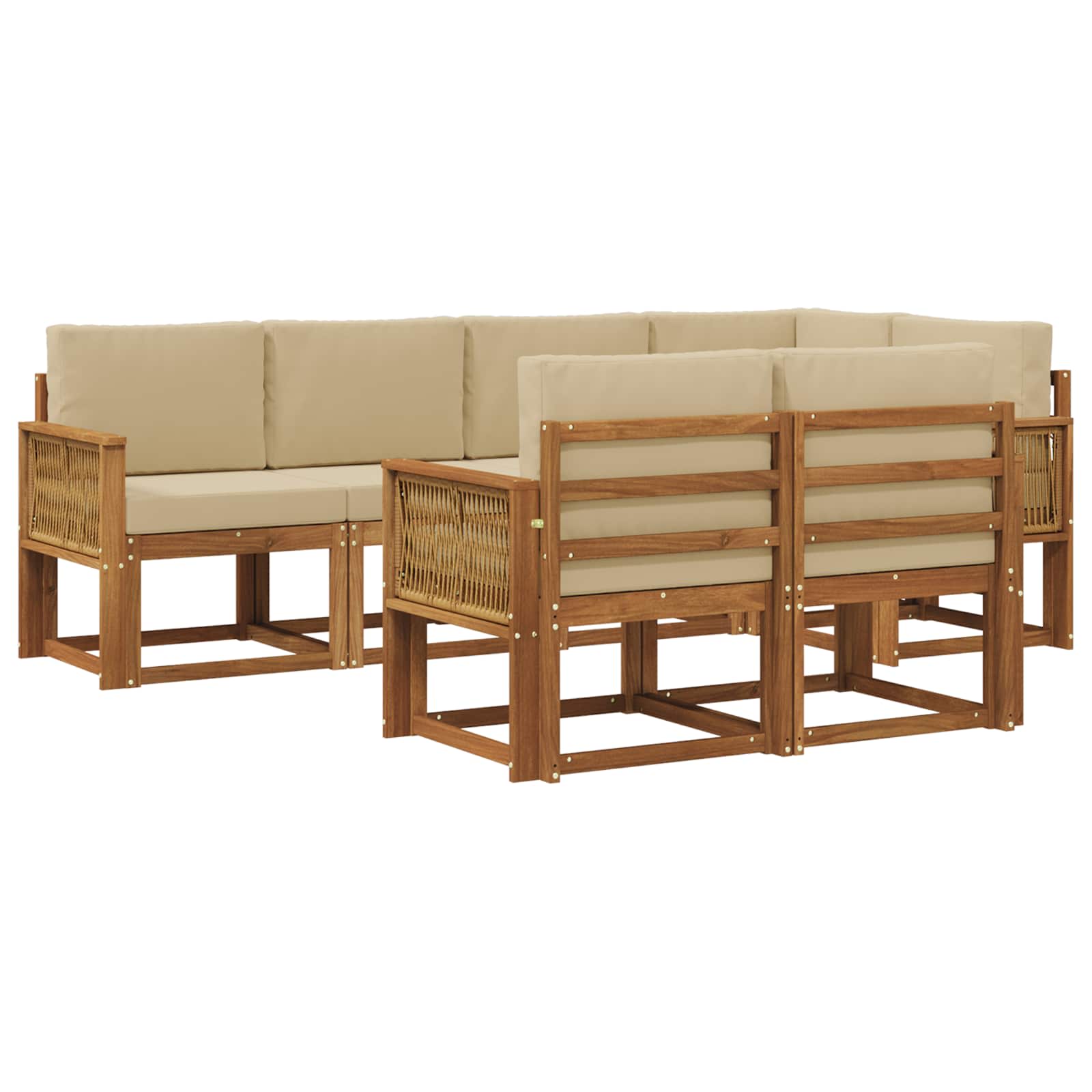 Set vanjskih sofa s jastukom 7 pcs Prirodna i bež Poliester