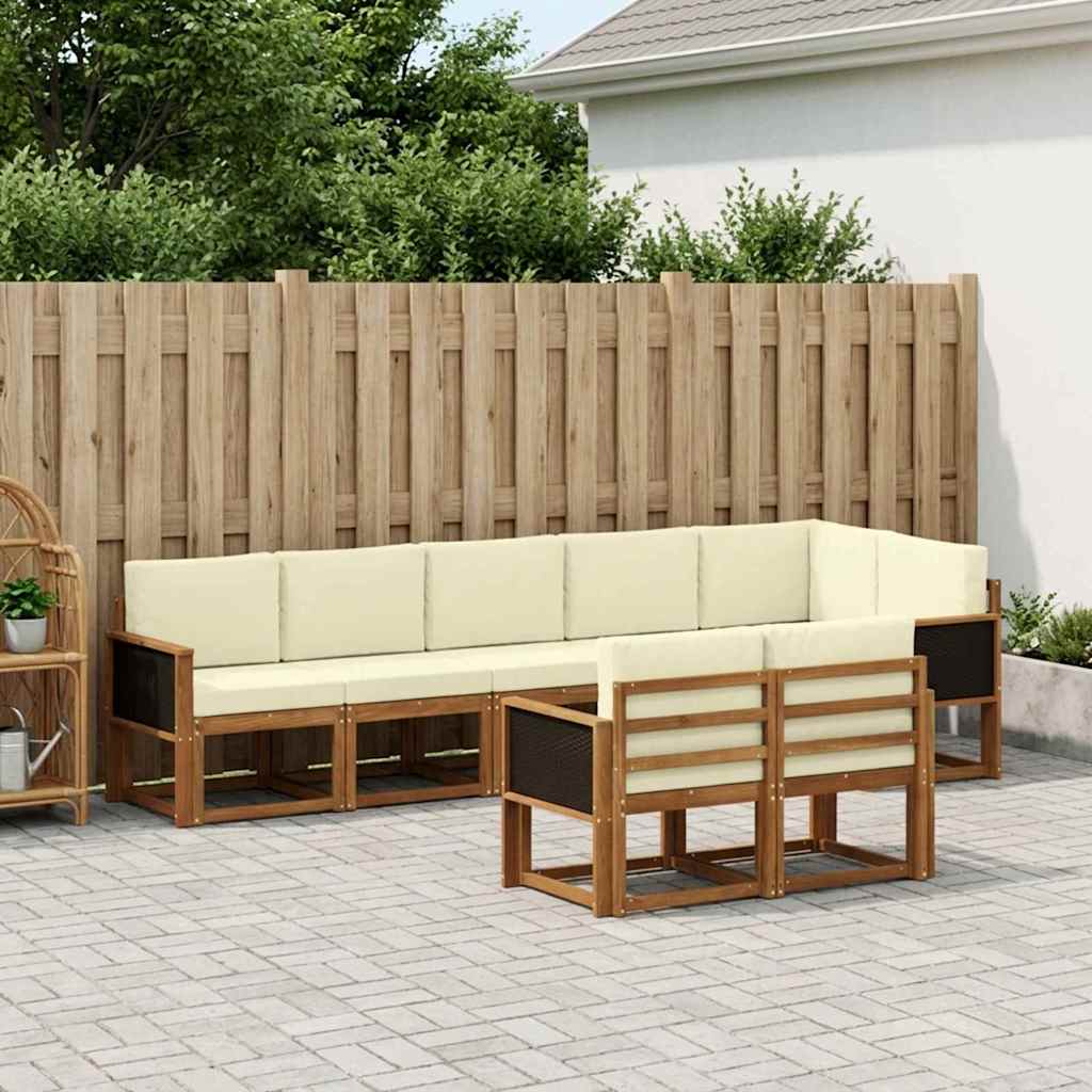 Set vanjskih sofa s jastukom 8 pcs Prirodna i krem Poliester