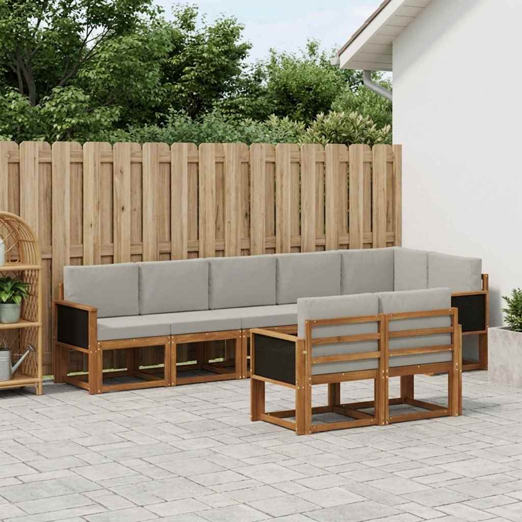 Set vanjskih sofa 8 pcs Prirodna i svjetlosiva Poliester