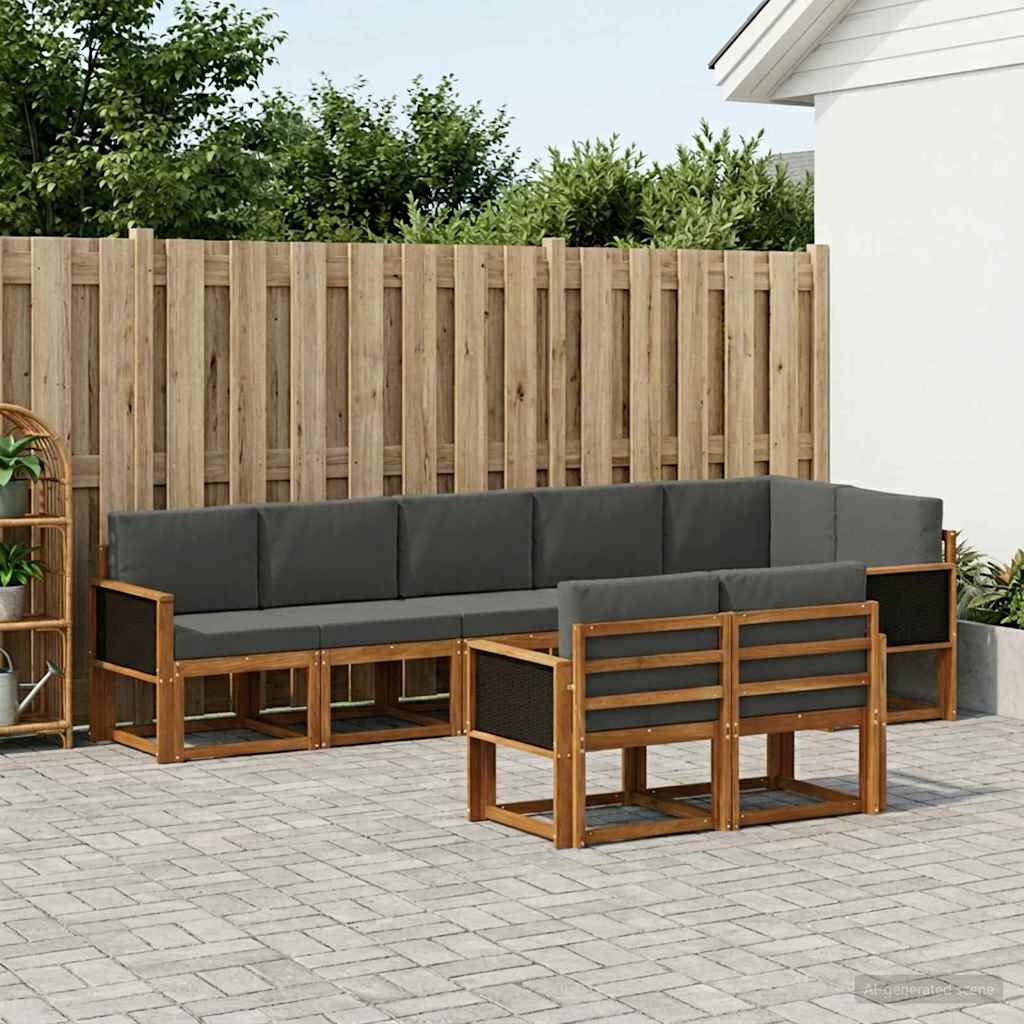 Set vanjskih sofa 8 pcs Prirodna i antracit Poliester