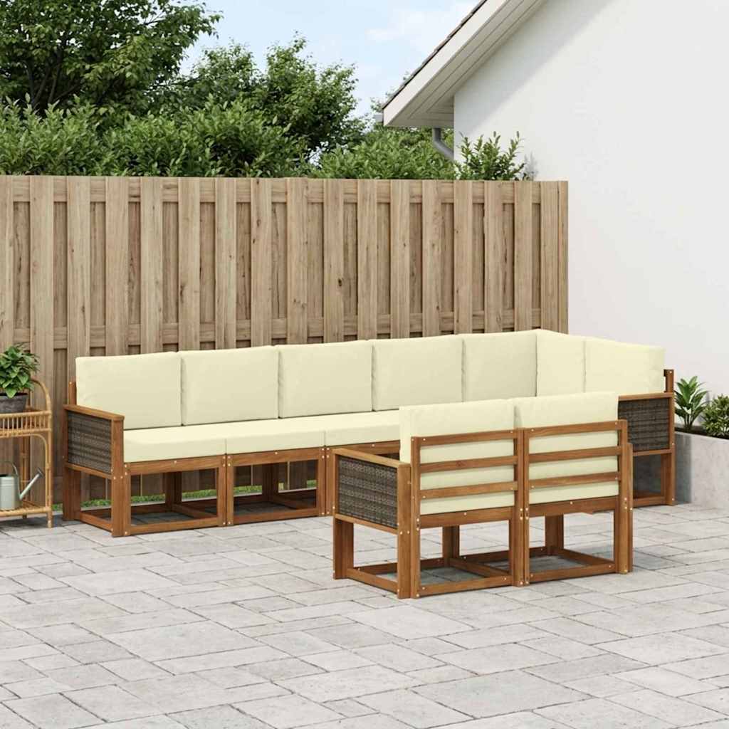 Set vanjskih sofa s jastukom 8 pcs Prirodna i krem Poliester