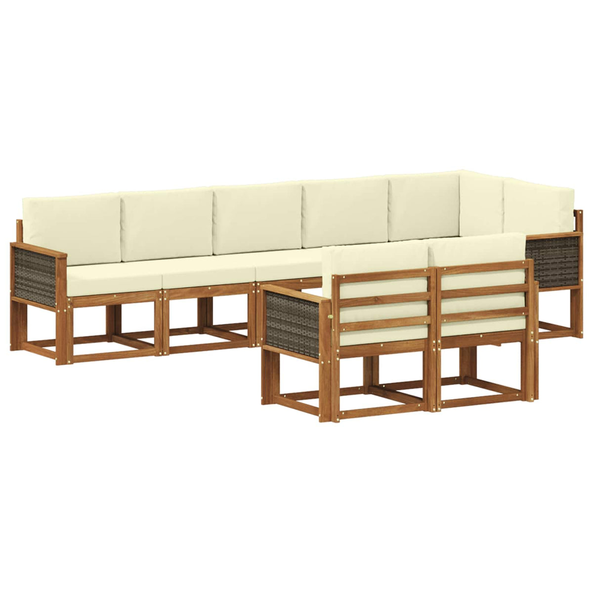 Set vanjskih sofa s jastukom 8 pcs Prirodna i krem Poliester