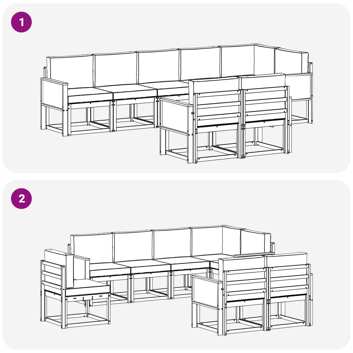 Set vanjskih sofa s jastukom 8 pcs Prirodna i krem Poliester