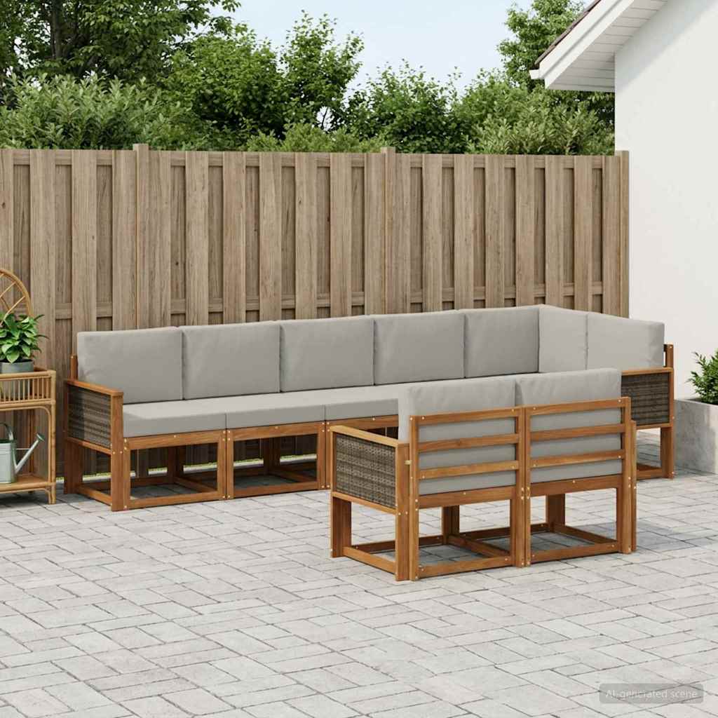 Set vanjskih sofa 8 pcs Prirodna i svjetlosiva Poliester