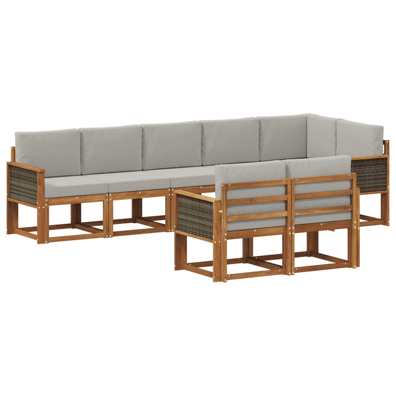 Set vanjskih sofa 8 pcs Prirodna i svjetlosiva Poliester
