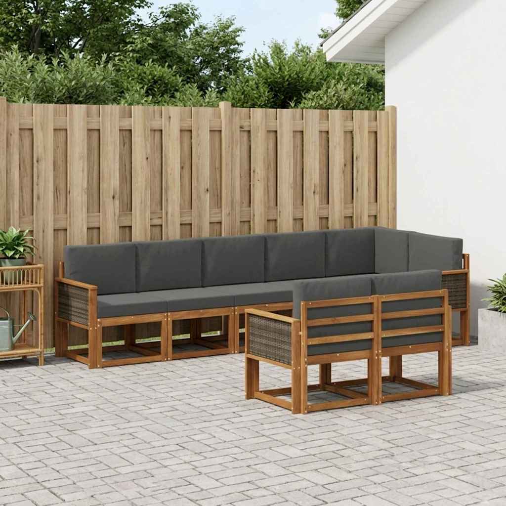 Set vanjskih sofa 8 pcs Prirodna i antracit Poliester
