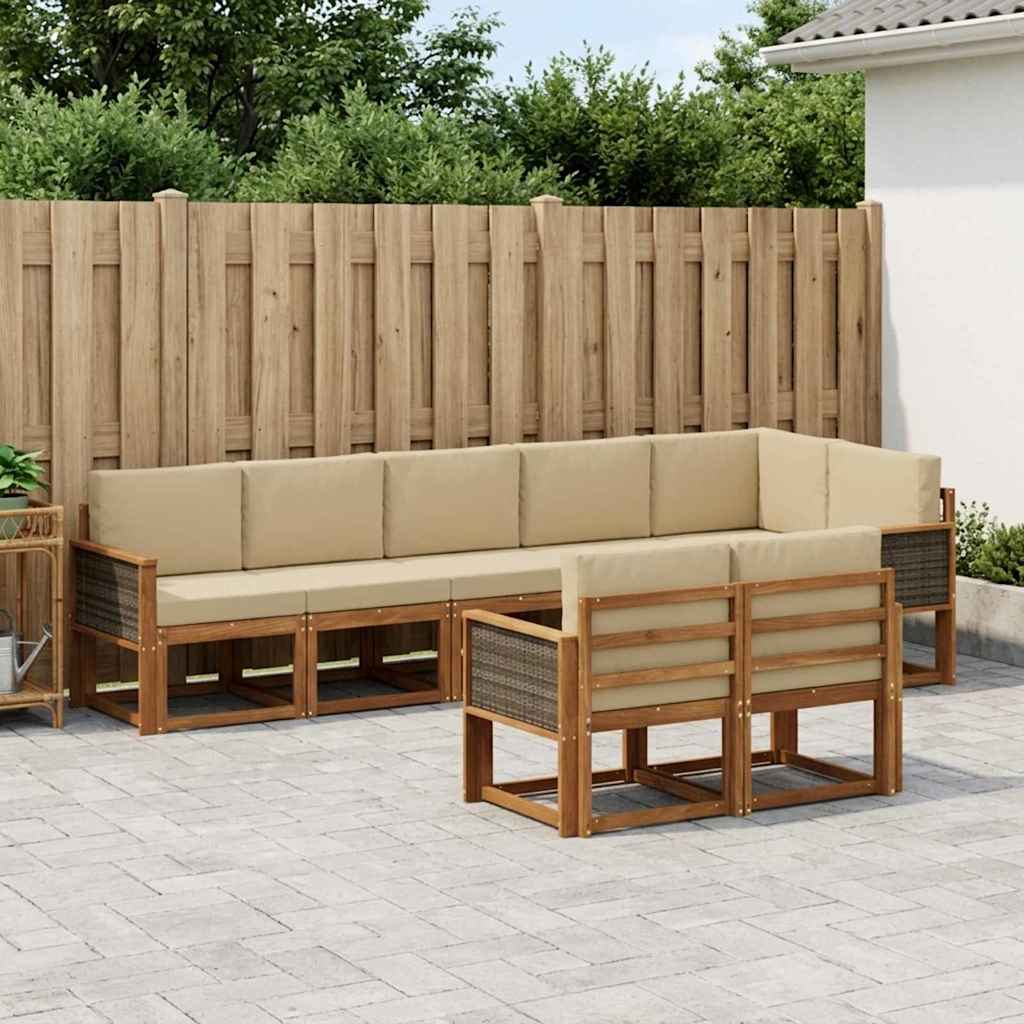 Set vanjskih sofa s jastukom 8 pcs Prirodna i bež Poliester
