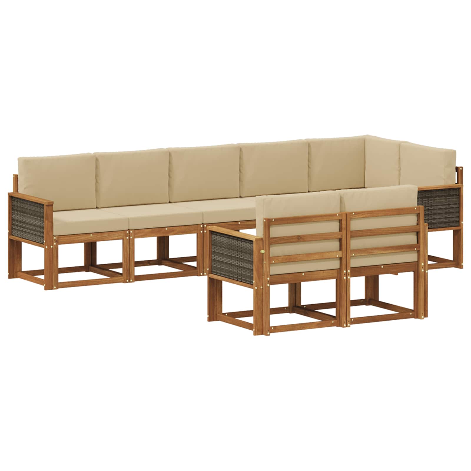 Set vanjskih sofa s jastukom 8 pcs Prirodna i bež Poliester