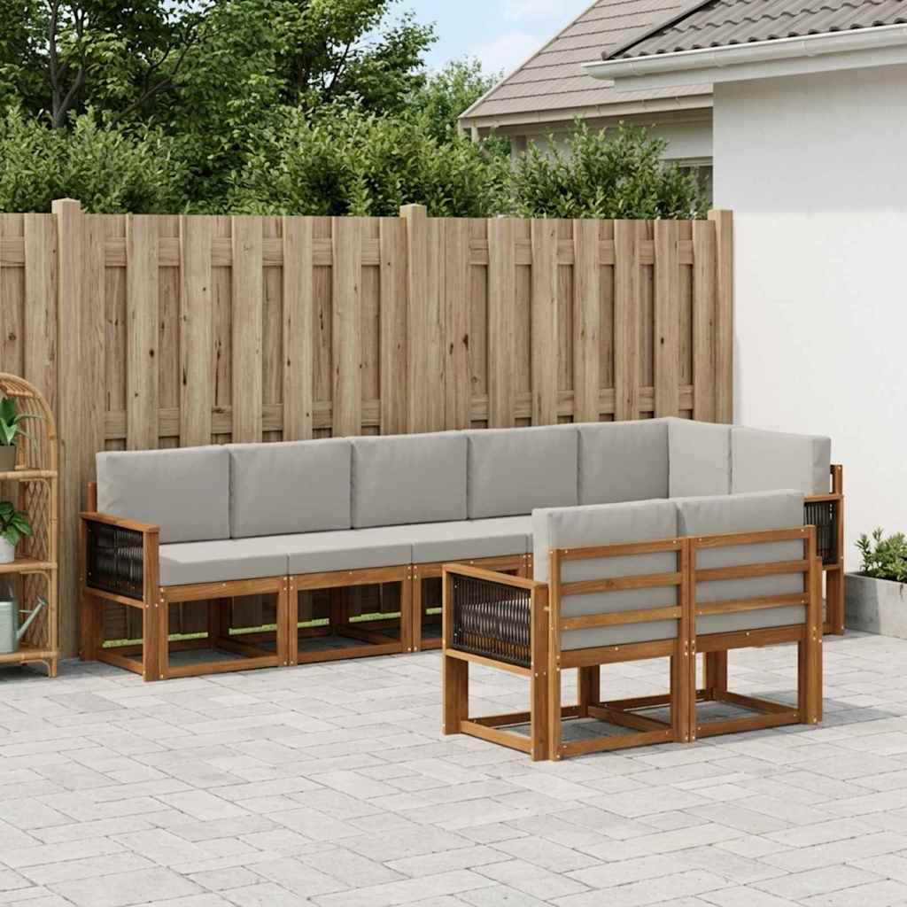 Set vanjskih sofa 8 pcs Prirodna i svjetlosiva Poliester