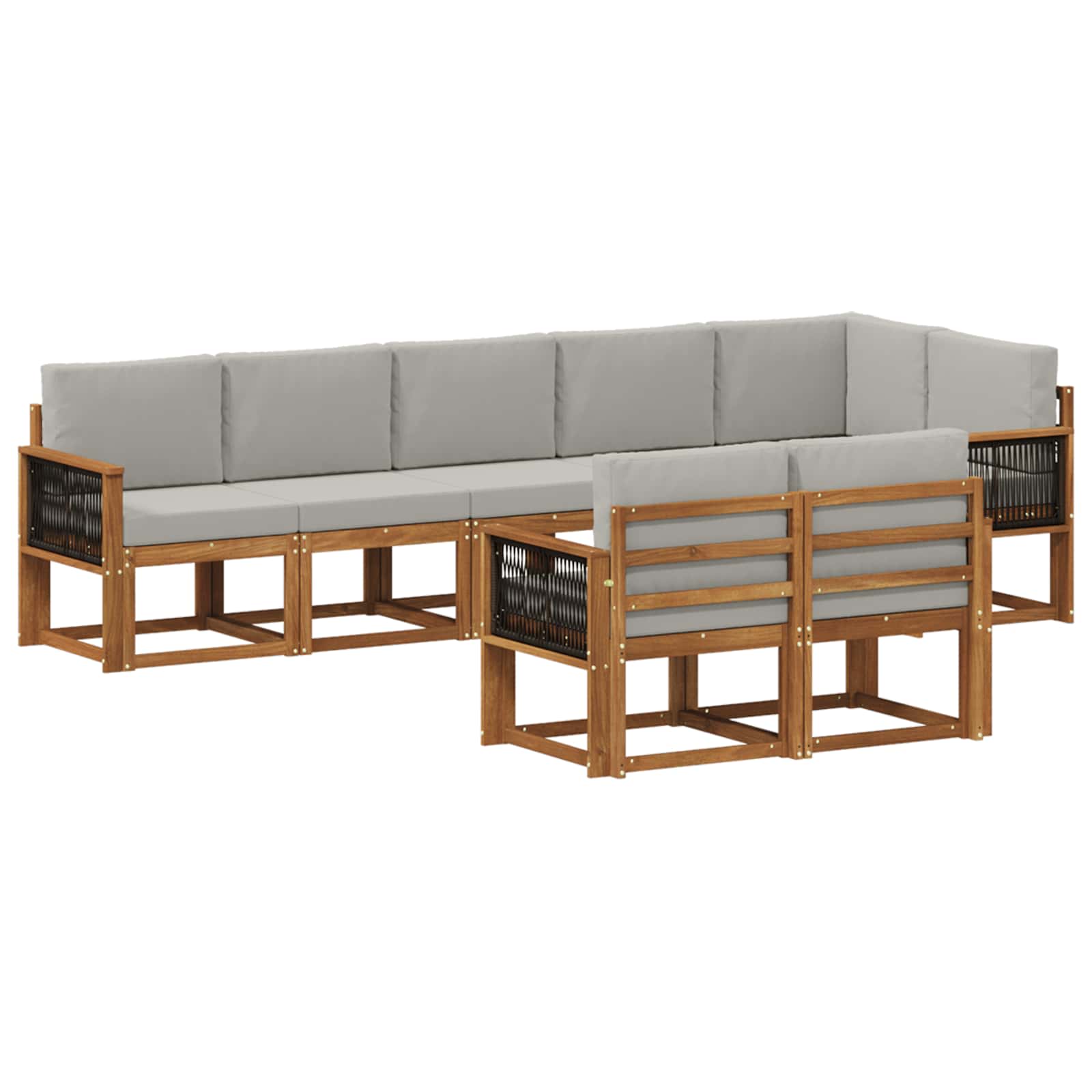 Set vanjskih sofa 8 pcs Prirodna i svjetlosiva Poliester