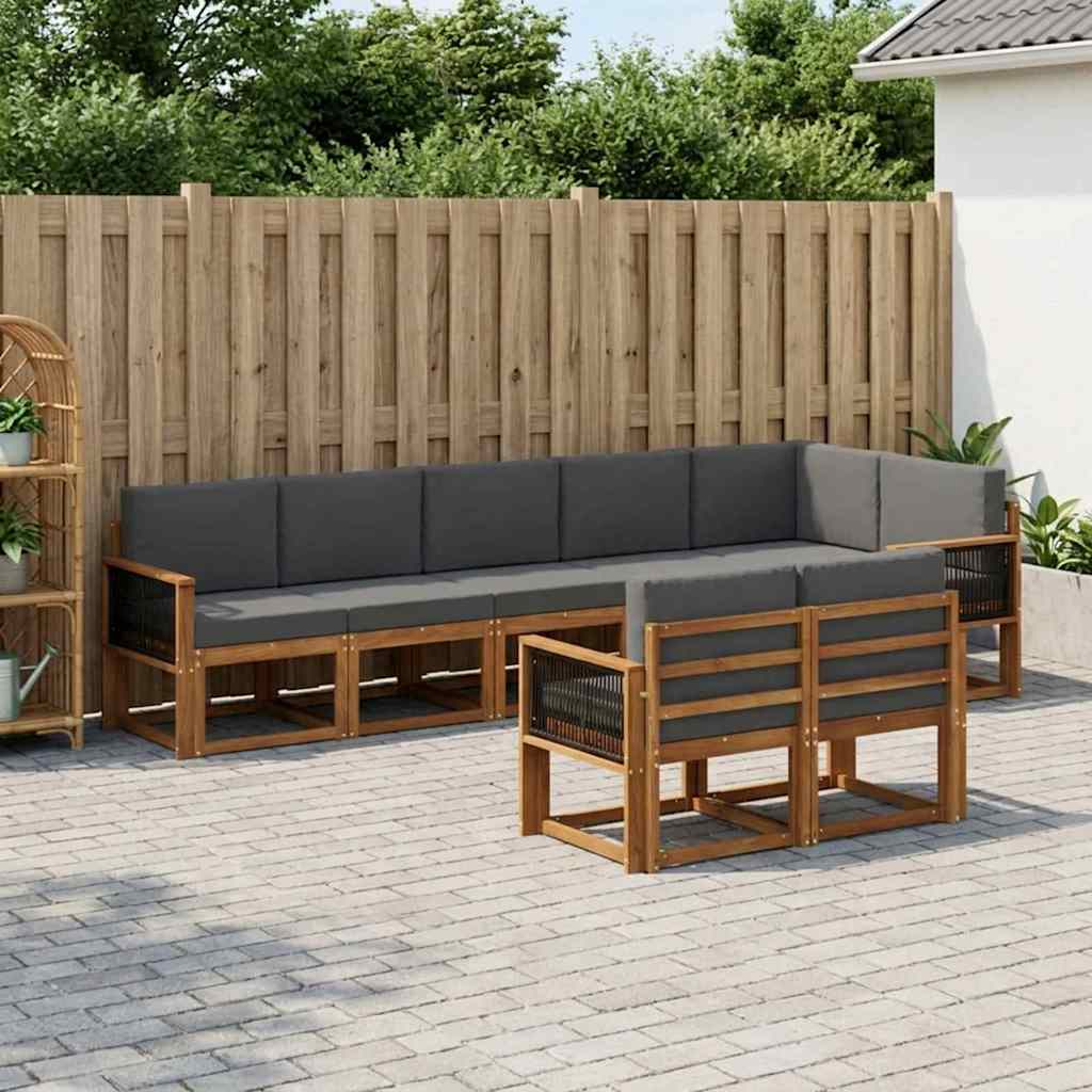 Set vanjskih sofa 8 kom. Prirodna i antracit Poliester