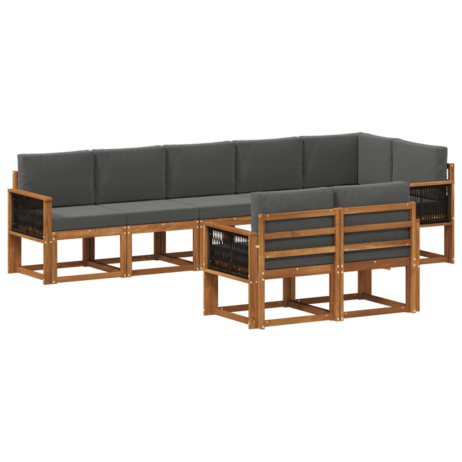 Set vanjskih sofa 8 pcs Prirodna i antracit Poliester