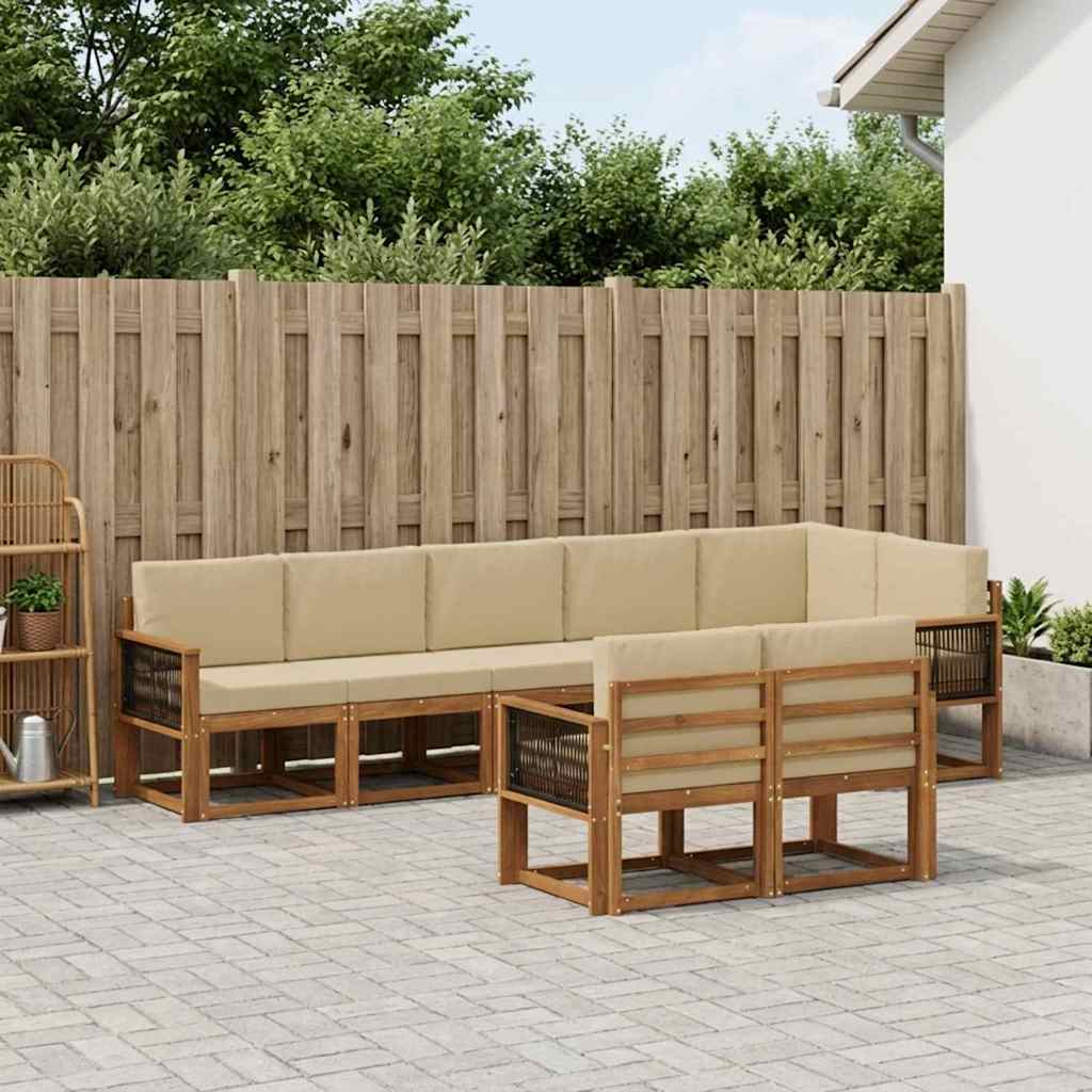 Set vanjskih sofa s jastukom 8 pcs Prirodna i bež Poliester