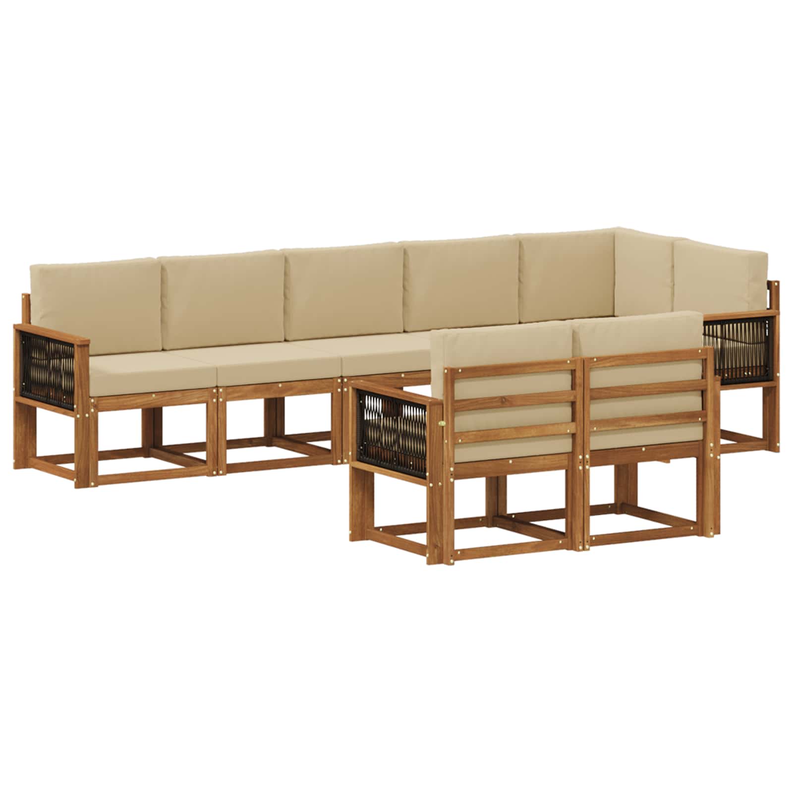 Set vanjskih sofa s jastukom 8 pcs Prirodna i bež Poliester