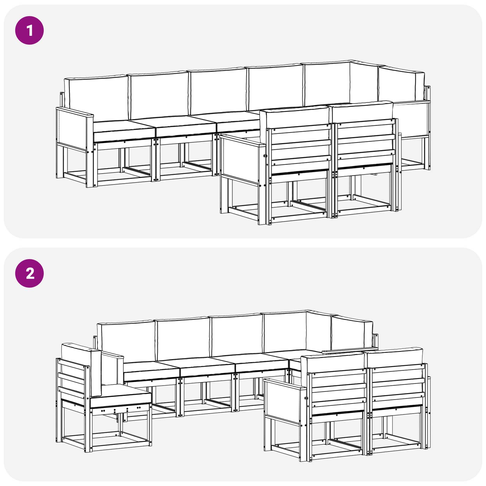 Set vanjskih sofa s jastukom 8 pcs Prirodna i bež Poliester