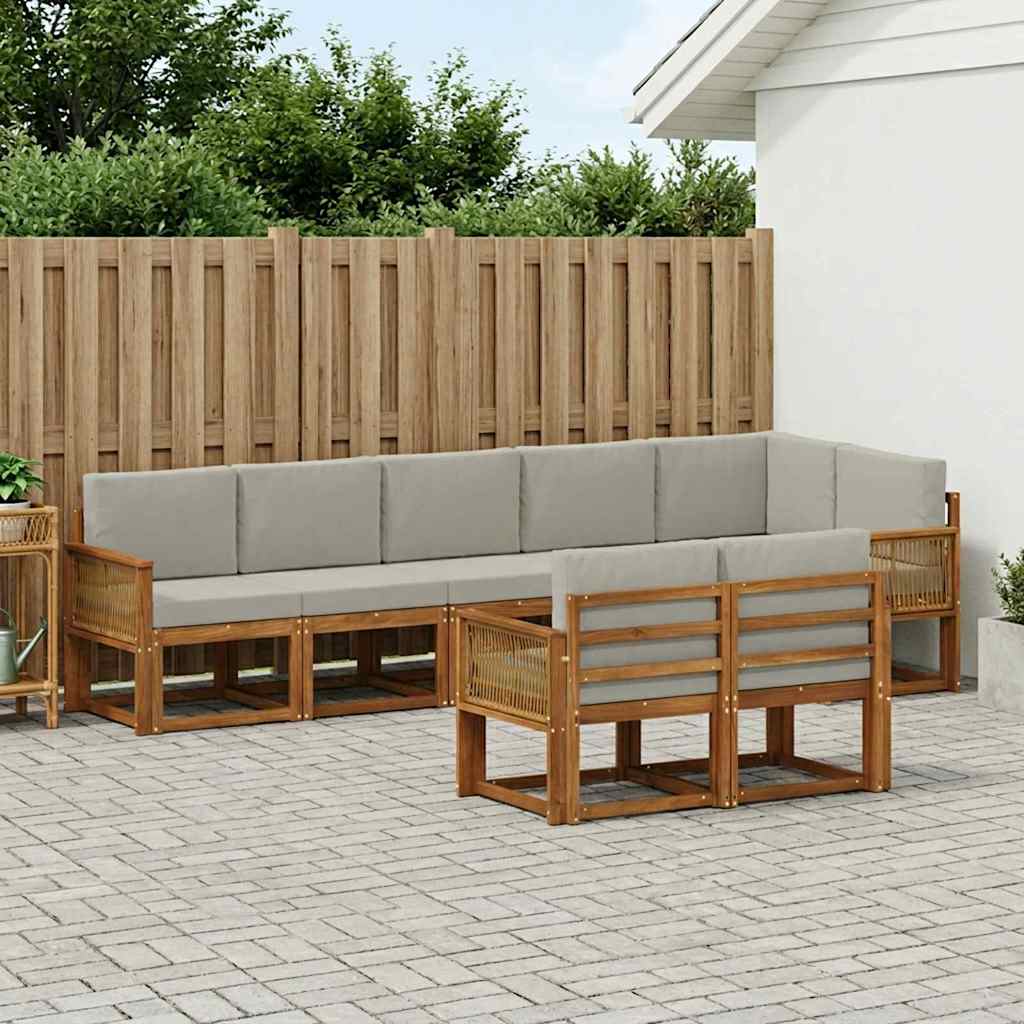 Set vanjskih sofa 8 pcs Prirodna i svjetlosiva Poliester