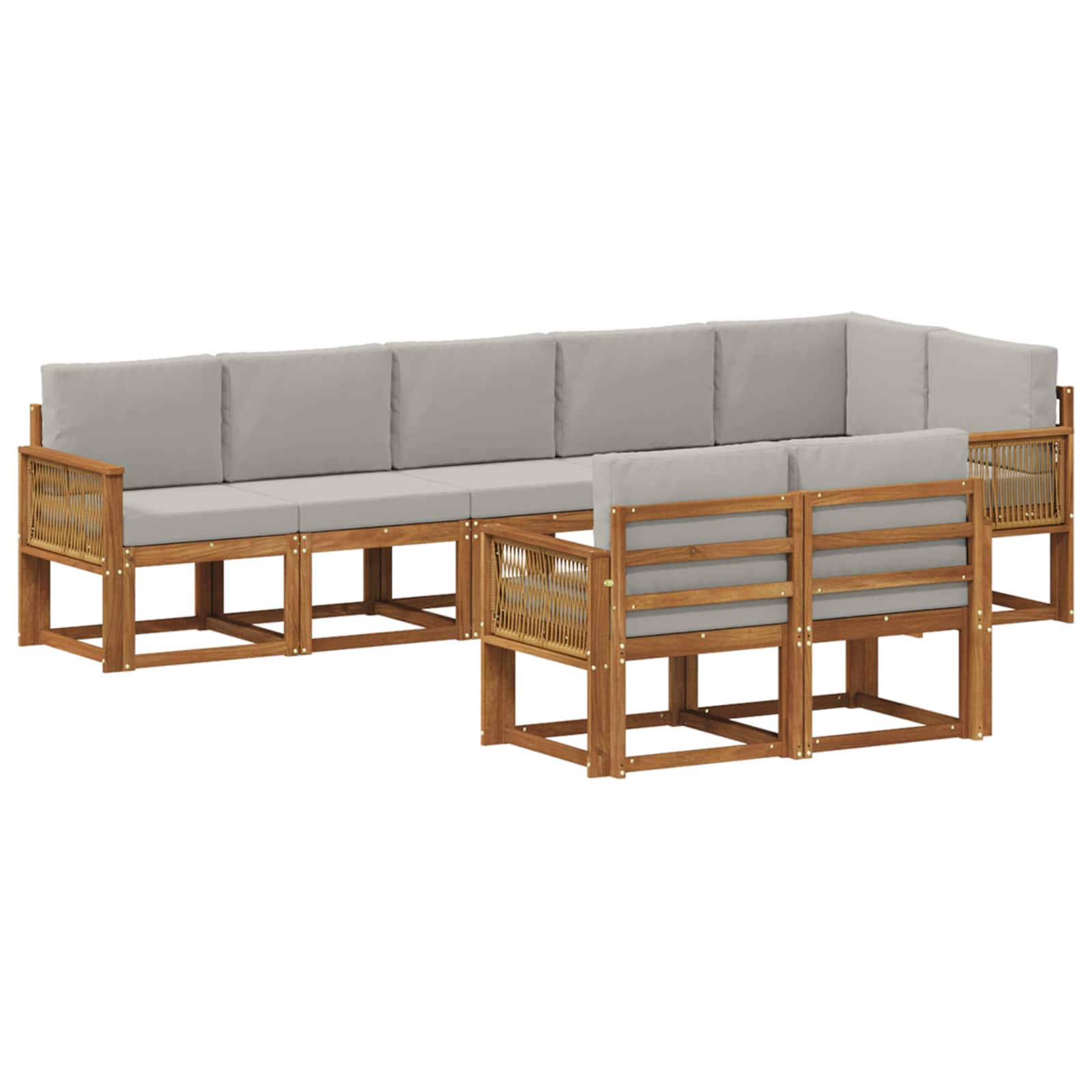 Set vanjskih sofa 8 pcs Prirodna i svjetlosiva Poliester