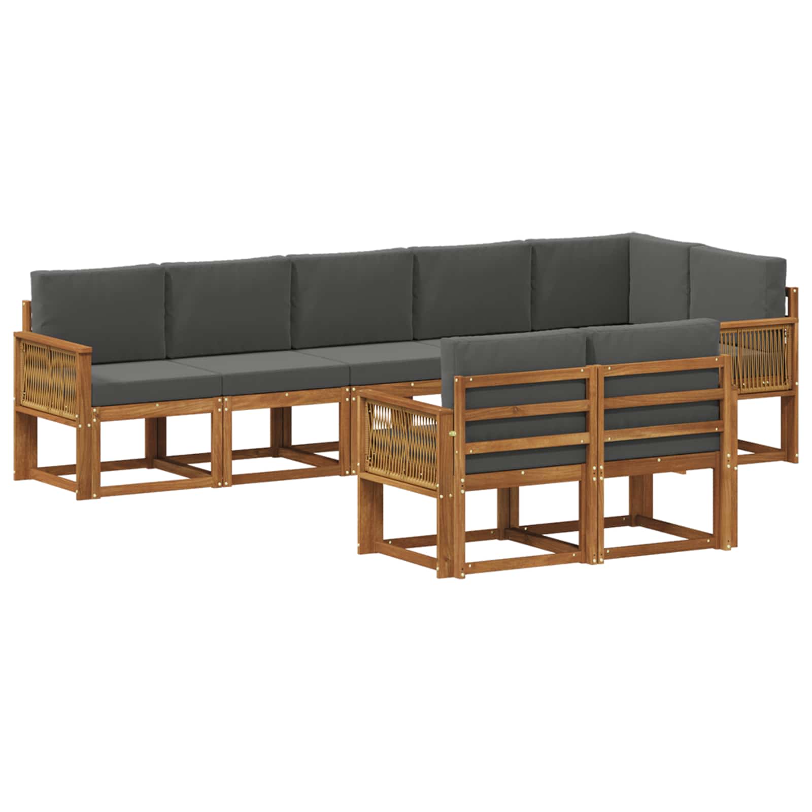 Set vanjskih sofa 8 pcs Prirodna i antracit Poliester