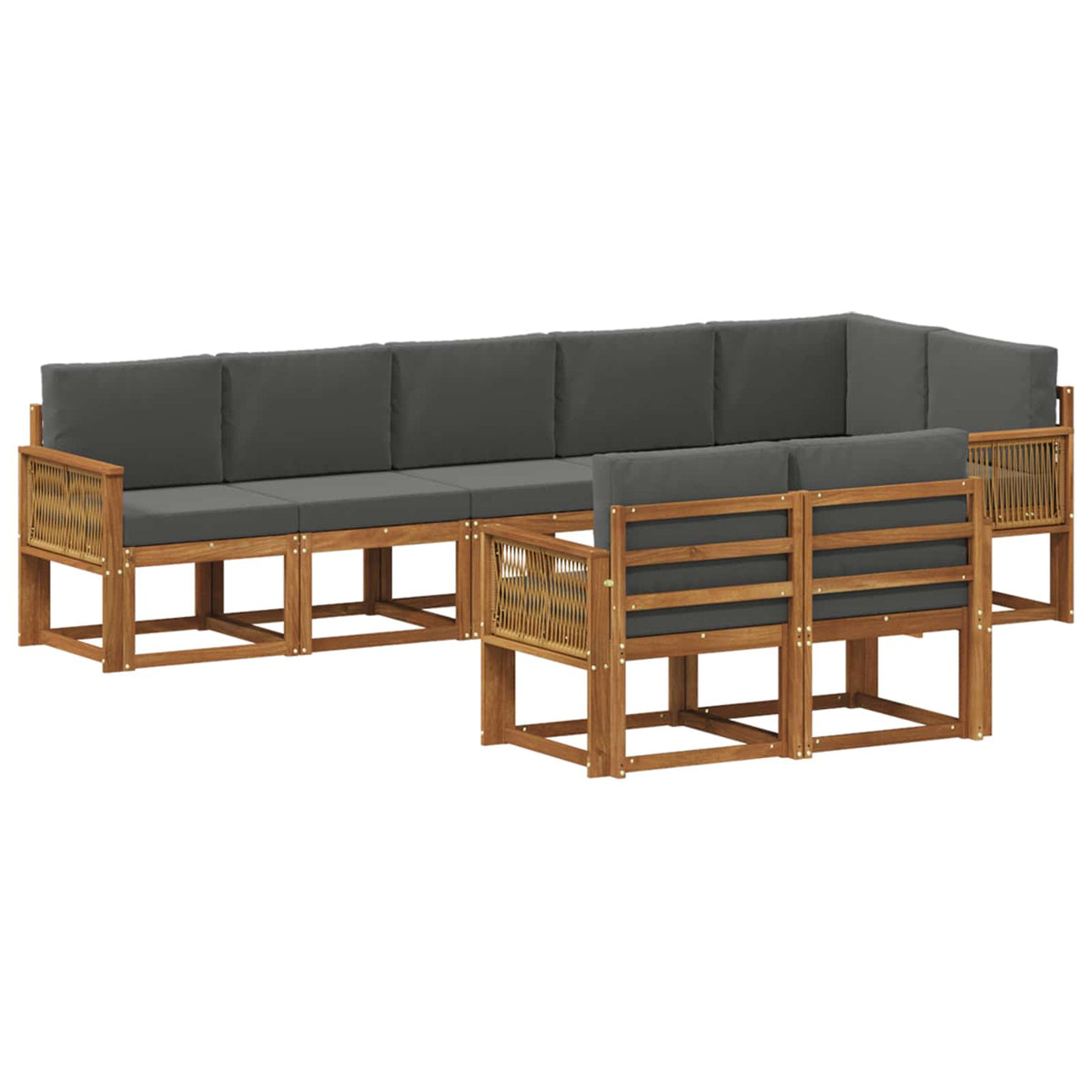 Set vanjskih sofa 8 kom. Prirodna i antracit Poliester