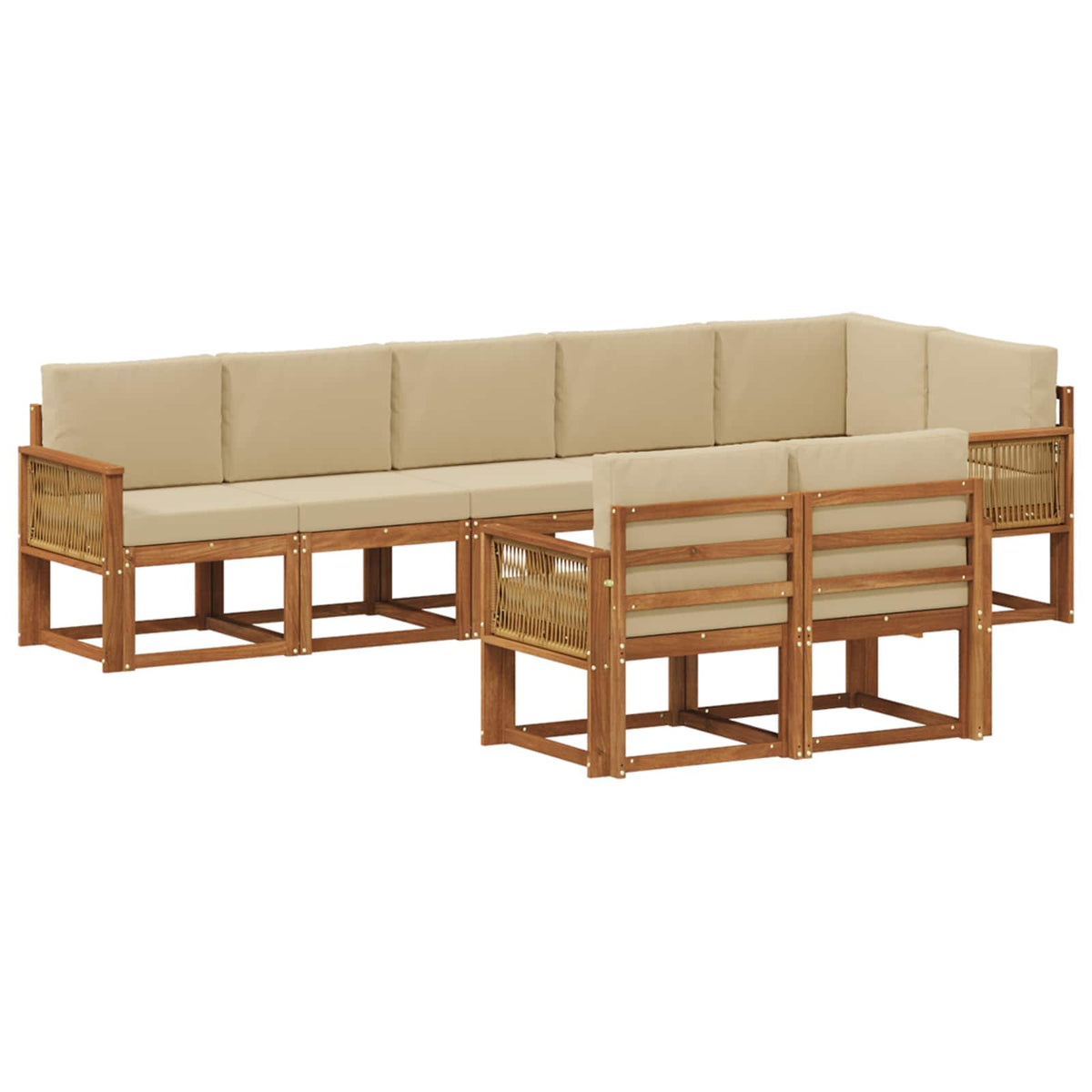 Set vanjskih sofa s jastukom 8 pcs Prirodna i bež Poliester