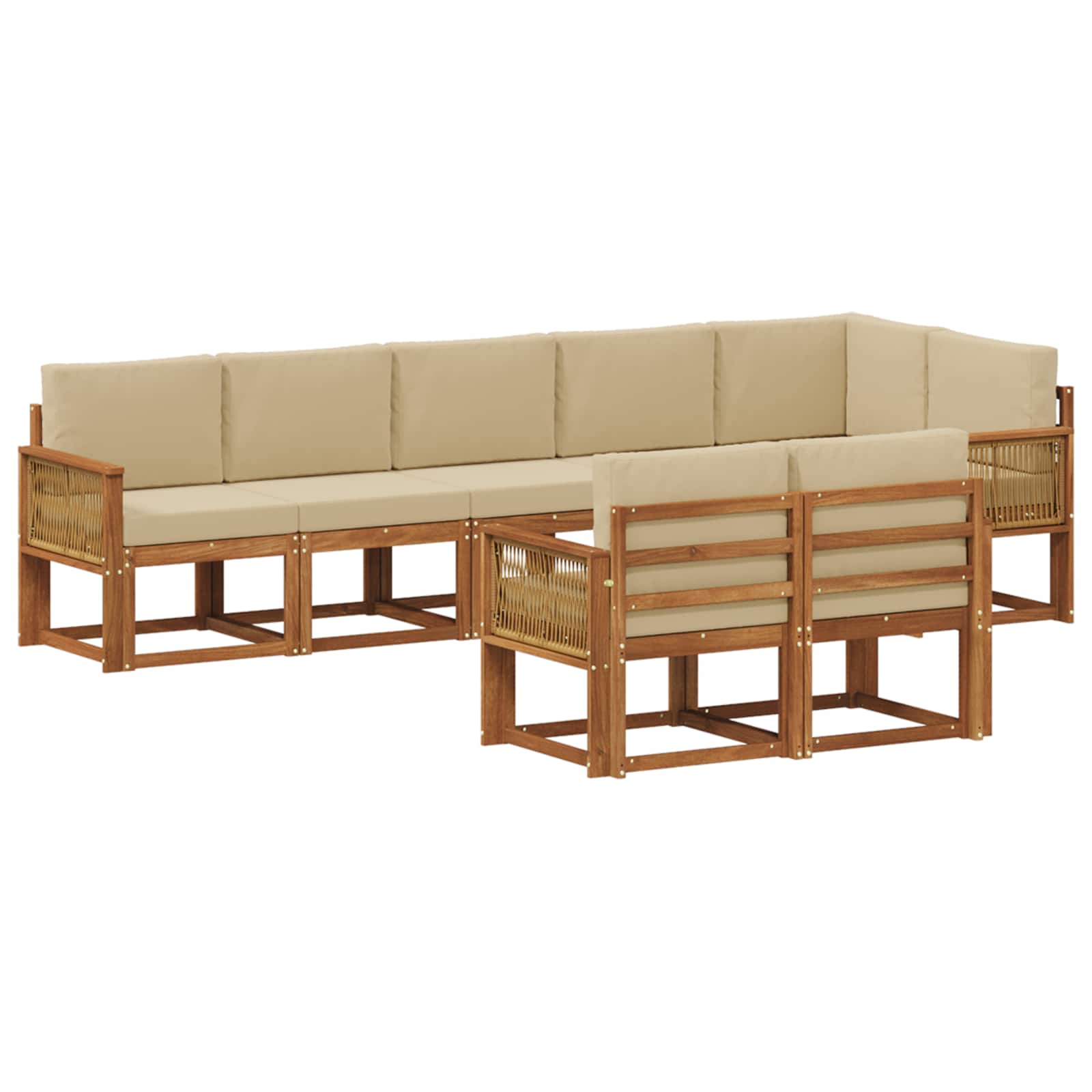 Set vanjskih sofa s jastukom 8 pcs Prirodna i bež Poliester