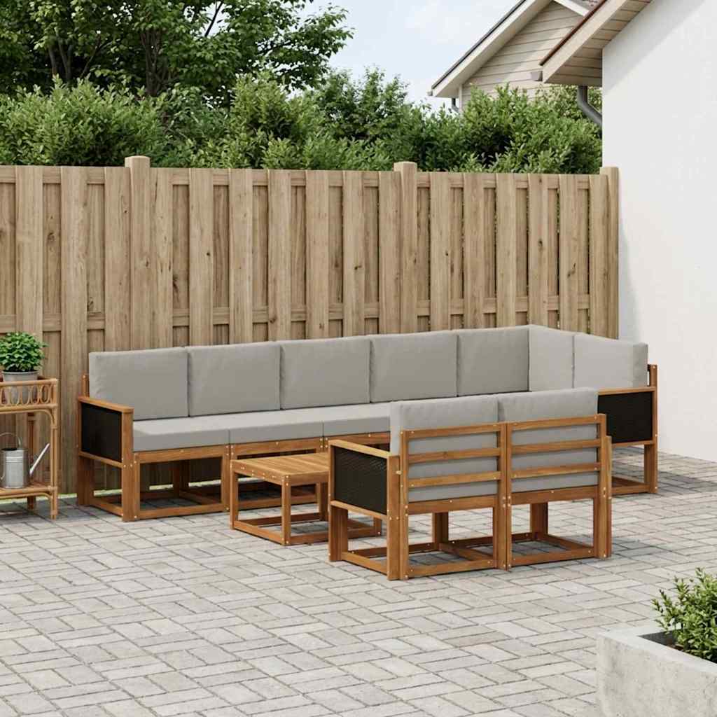 Set vanjskih sofa 9 pcs Prirodna i svjetlosiva Poliester