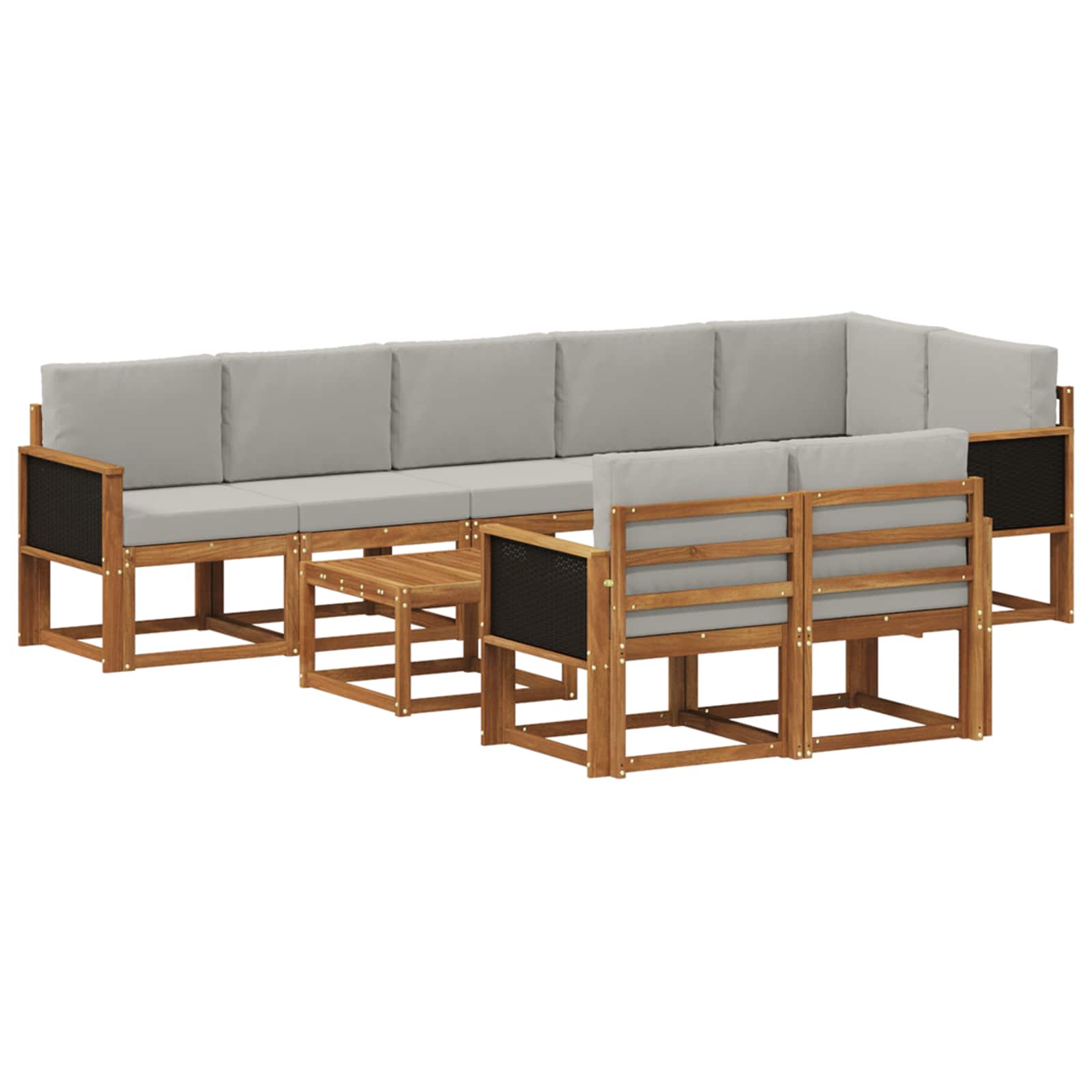 Set vanjskih sofa 9 pcs Prirodna i svjetlosiva Poliester