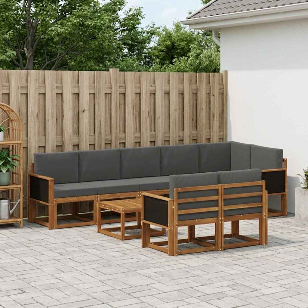 Set vanjskih sofa 9 pcs Prirodna i antracit Poliester