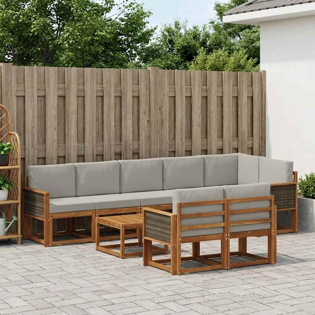 Set vanjskih sofa 9 pcs Prirodna i svjetlosiva Poliester