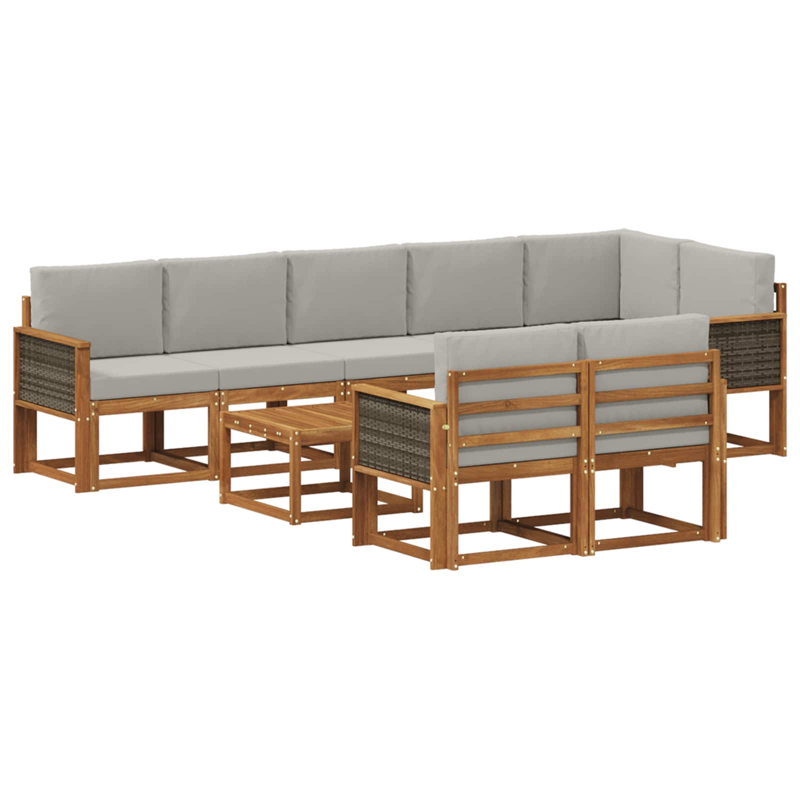 Set vanjskih sofa 9 pcs Prirodna i svjetlosiva Poliester