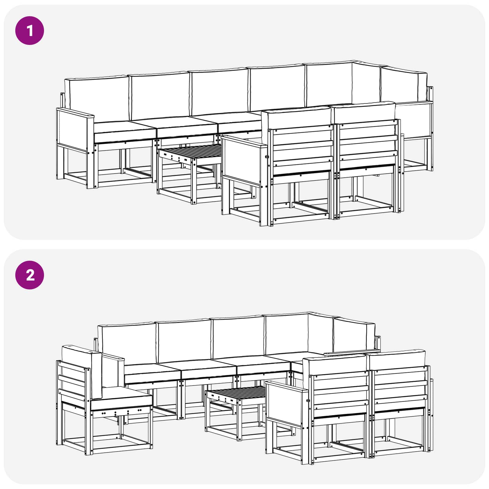Set vanjskih sofa 9 pcs Prirodna i svjetlosiva Poliester