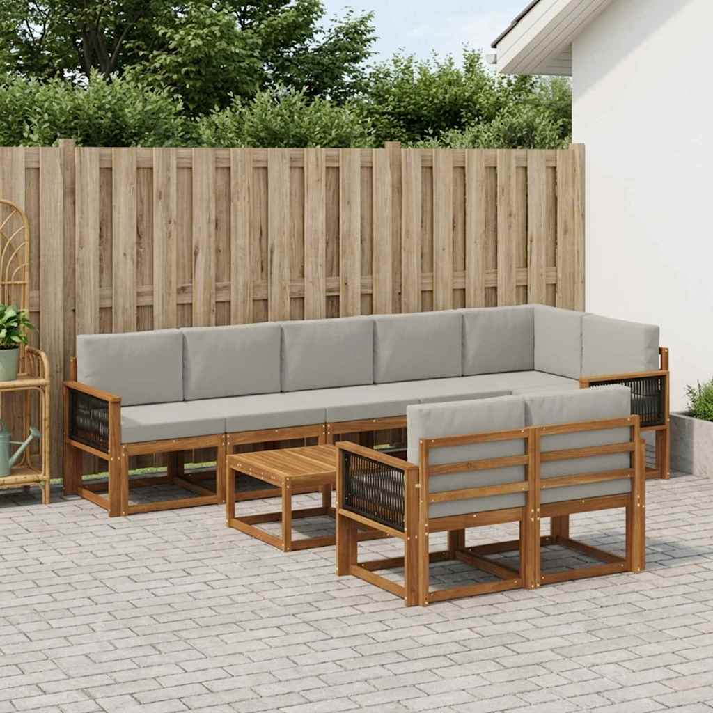 Set vanjskih sofa 9 pcs Prirodna i svjetlosiva Poliester