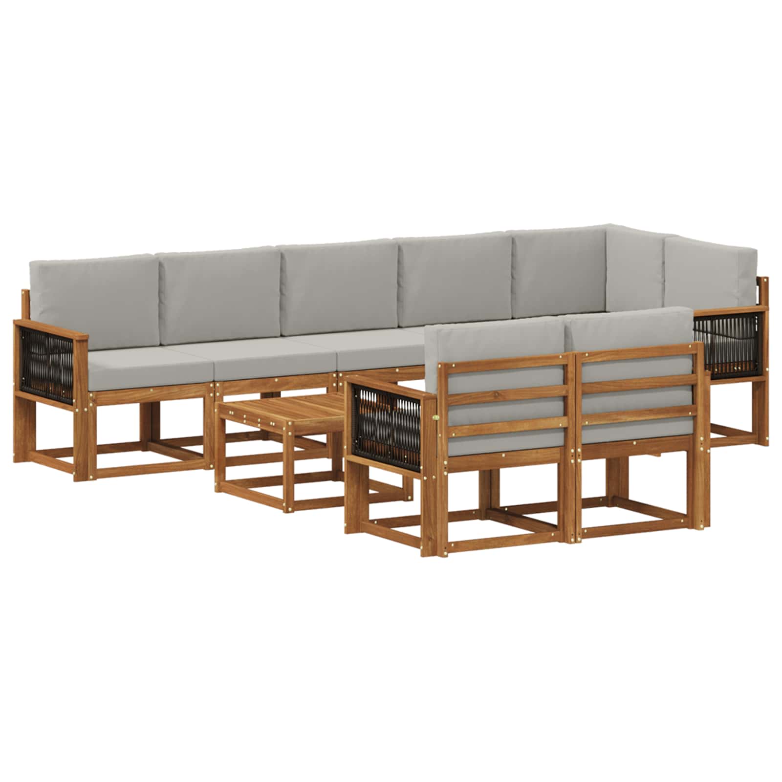 Set vanjskih sofa 9 pcs Prirodna i svjetlosiva Poliester