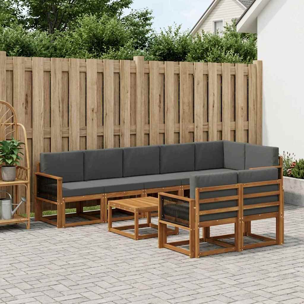 Set vanjskih sofa 9 pcs Prirodna i antracit Poliester