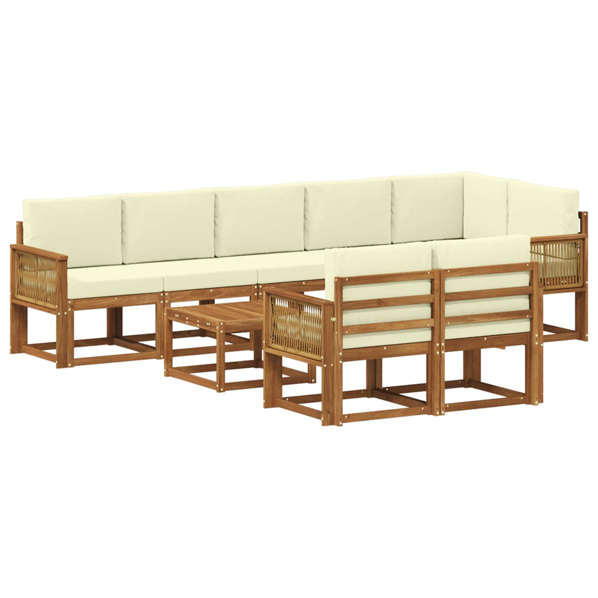 Set vanjskih sofa 9 kom. Prirodna i krem Poliester