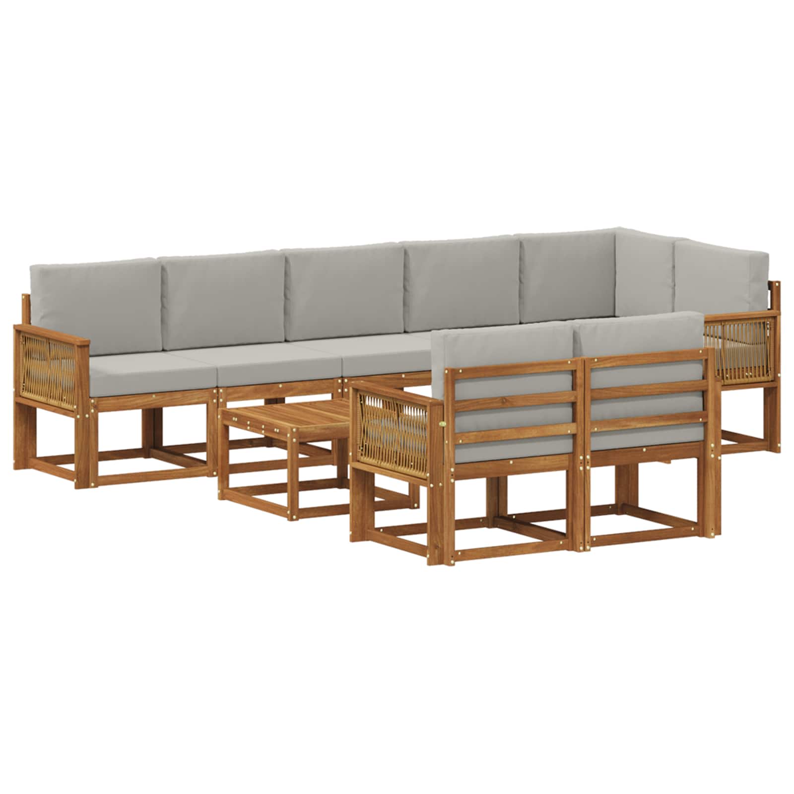 Set vanjskih sofa 9 pcs Prirodna i svjetlosiva Poliester