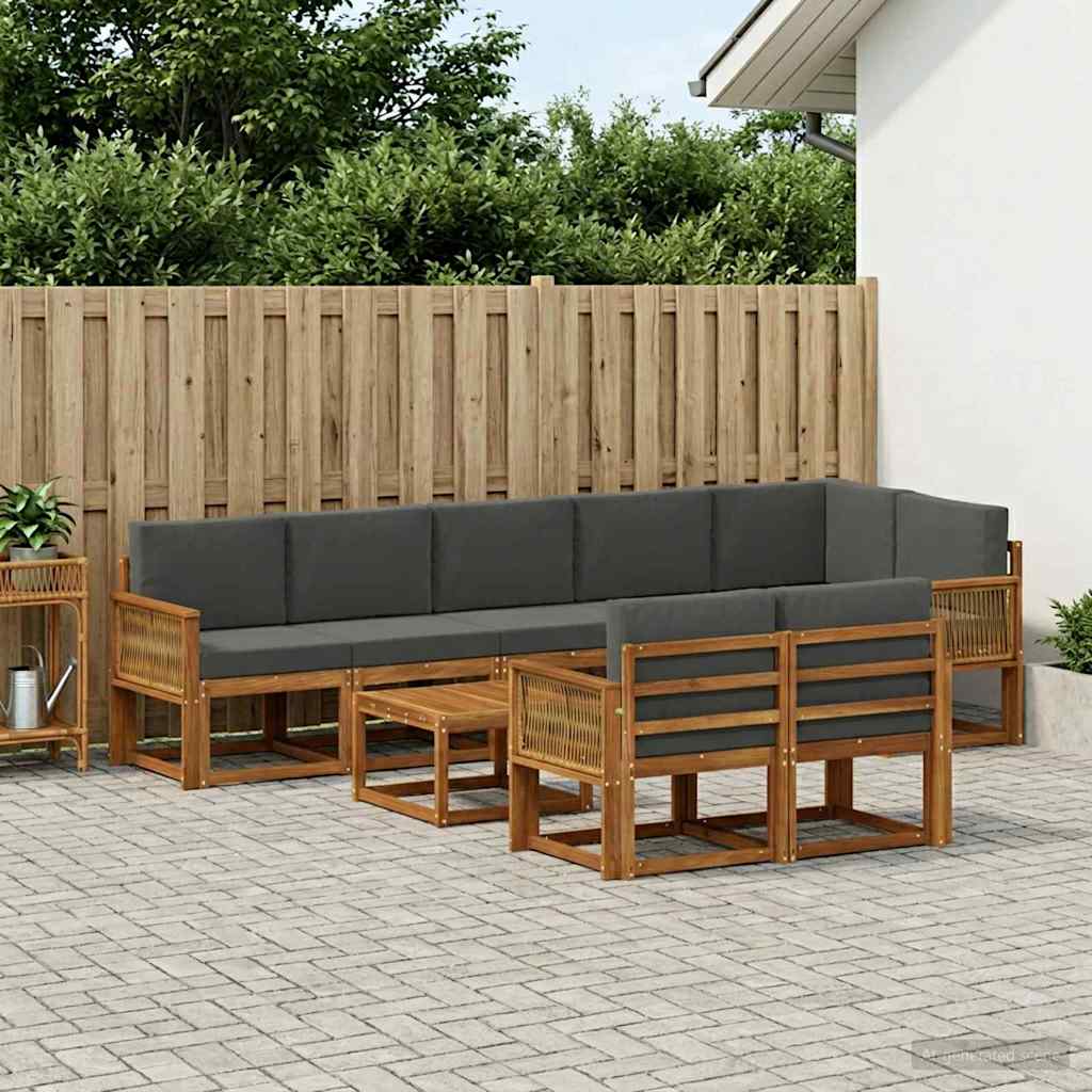 Set vanjskih sofa 9 pcs Prirodna i antracit Poliester